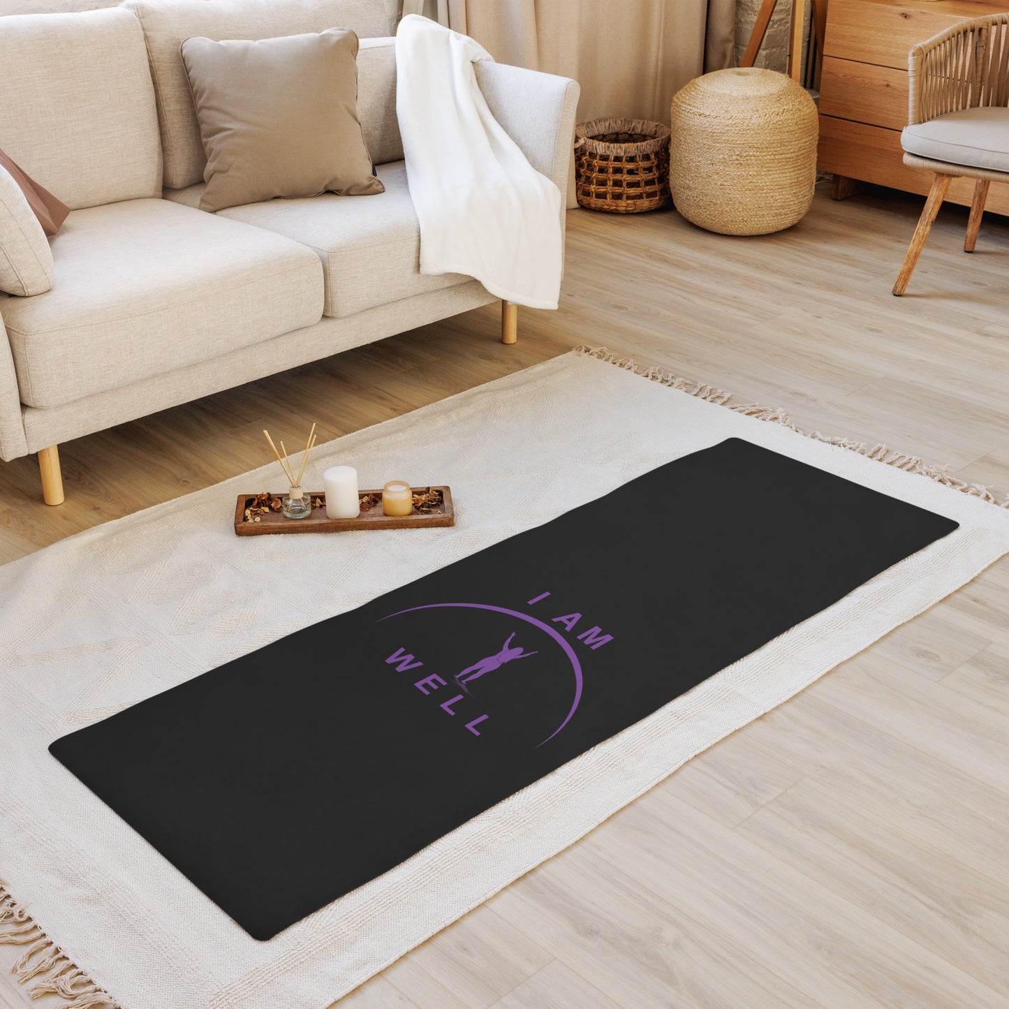 I AM WELL Women's Exercise Mat - Black w/ Purple Logo