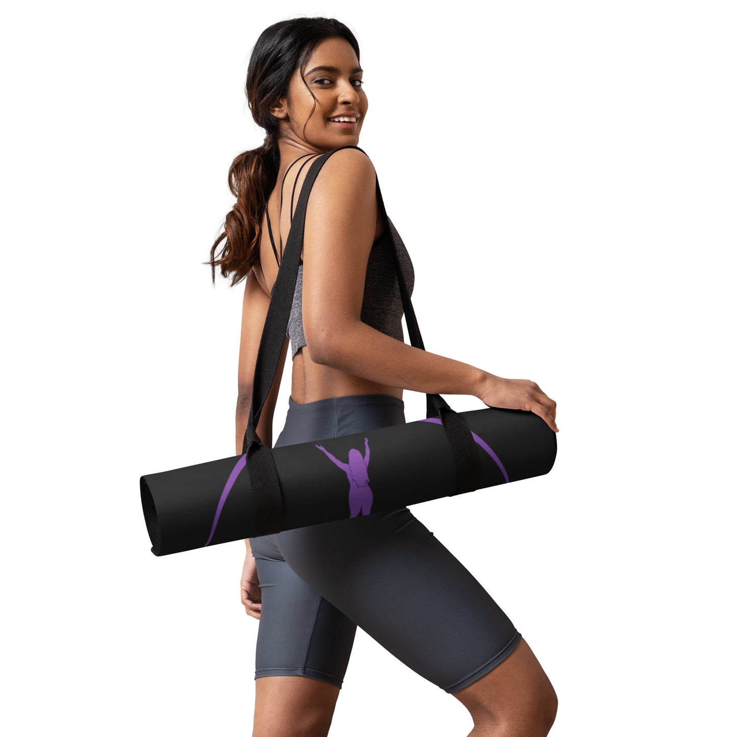 I AM WELL Women's Exercise Mat - Black w/ Purple Logo