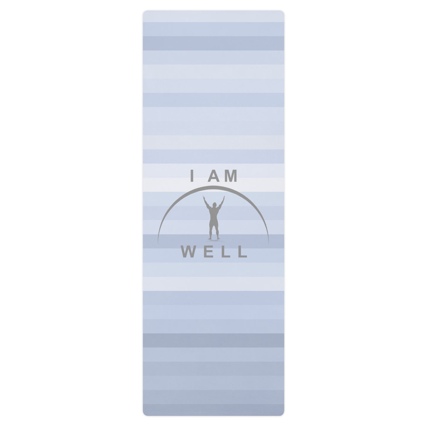 I AM WELL Men's Exercise Mat - Blue and Grey Stripes w/ Grey Logo