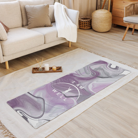 I AM WELL Women's Exercise mat - Purple and Grey Oil w/ White Logo