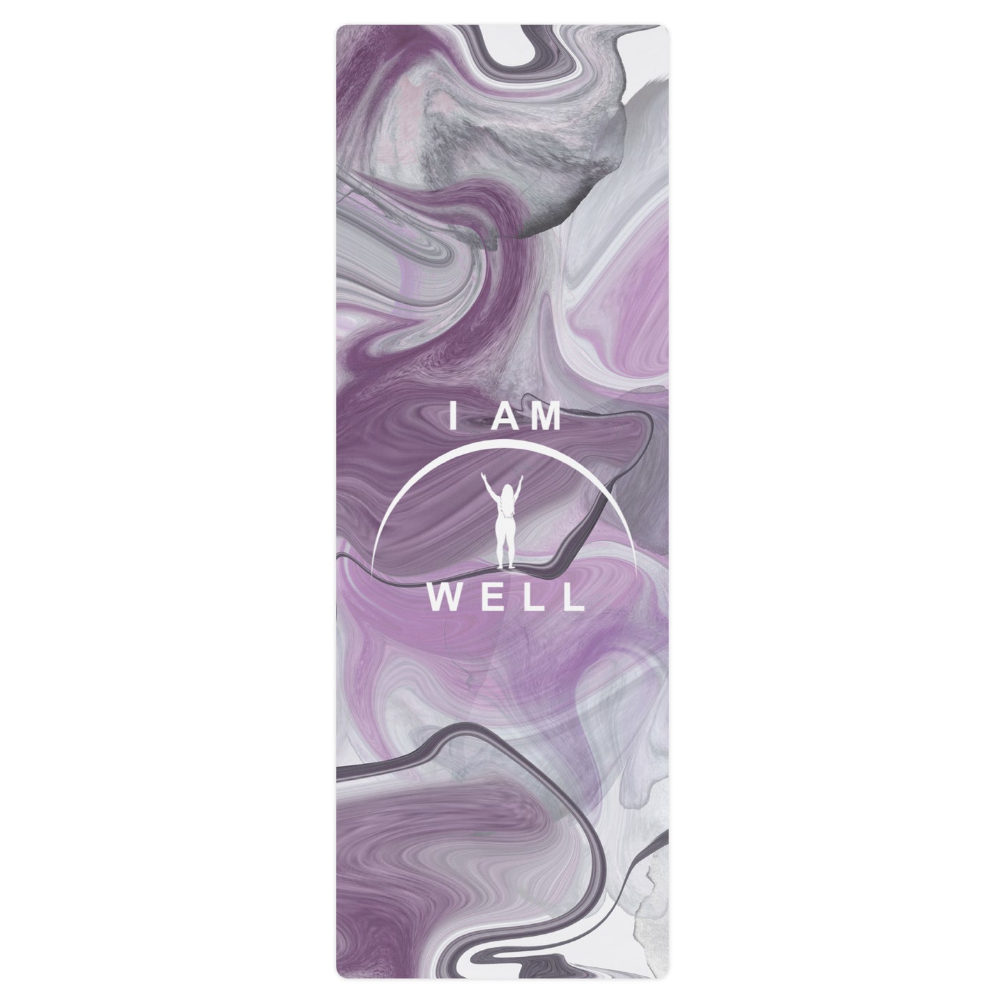 I AM WELL Women's Exercise mat - Purple and Grey Oil w/ White Logo