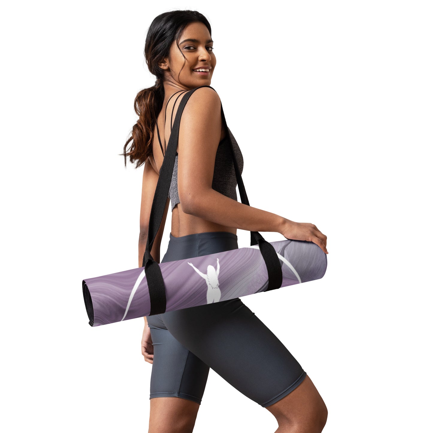 I AM WELL Women's Exercise mat - Purple and Grey Oil w/ White Logo