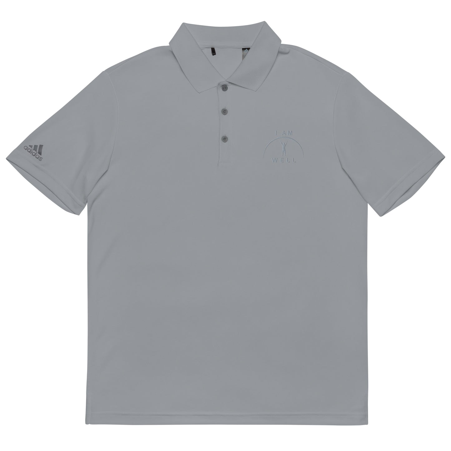 I AM WELL Men's Adidas Performance Polo Shirt Grey Embroidered Logo (multiple color options)