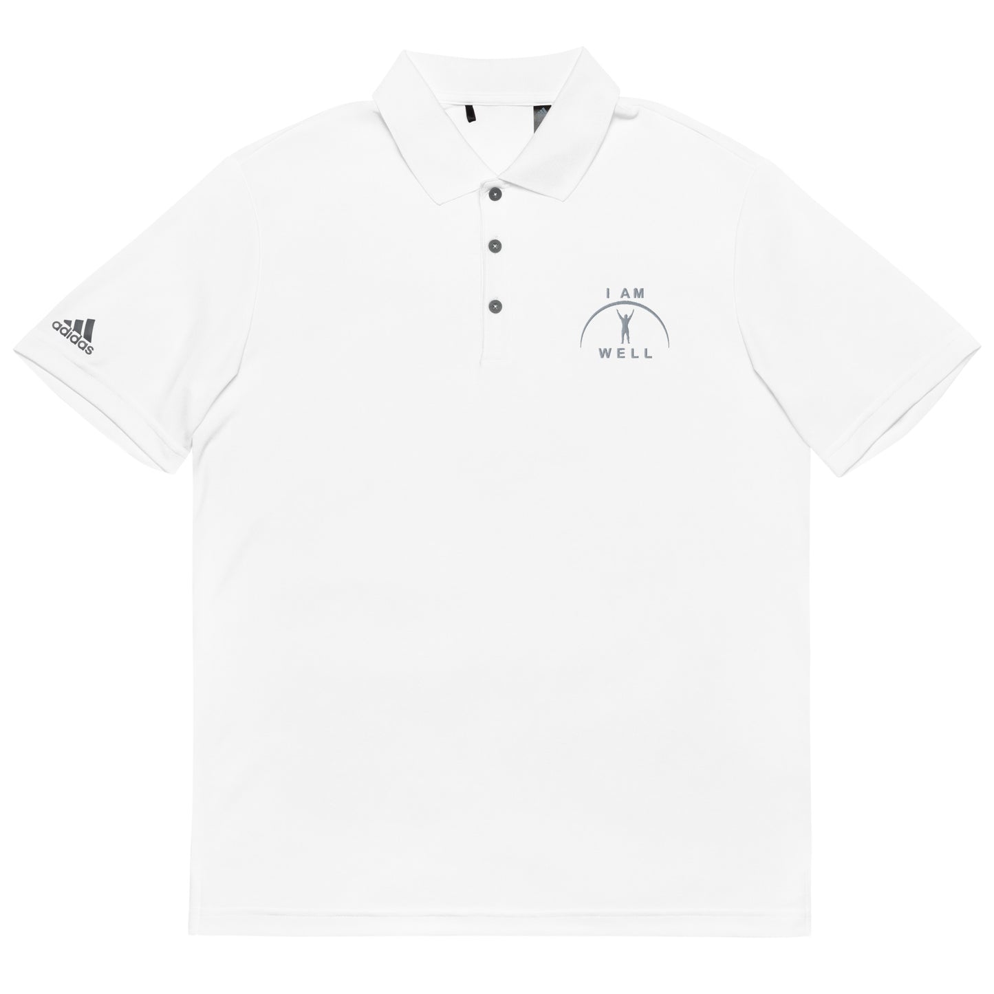 I AM WELL Men's Adidas Performance Polo Shirt Grey Embroidered Logo (multiple color options)