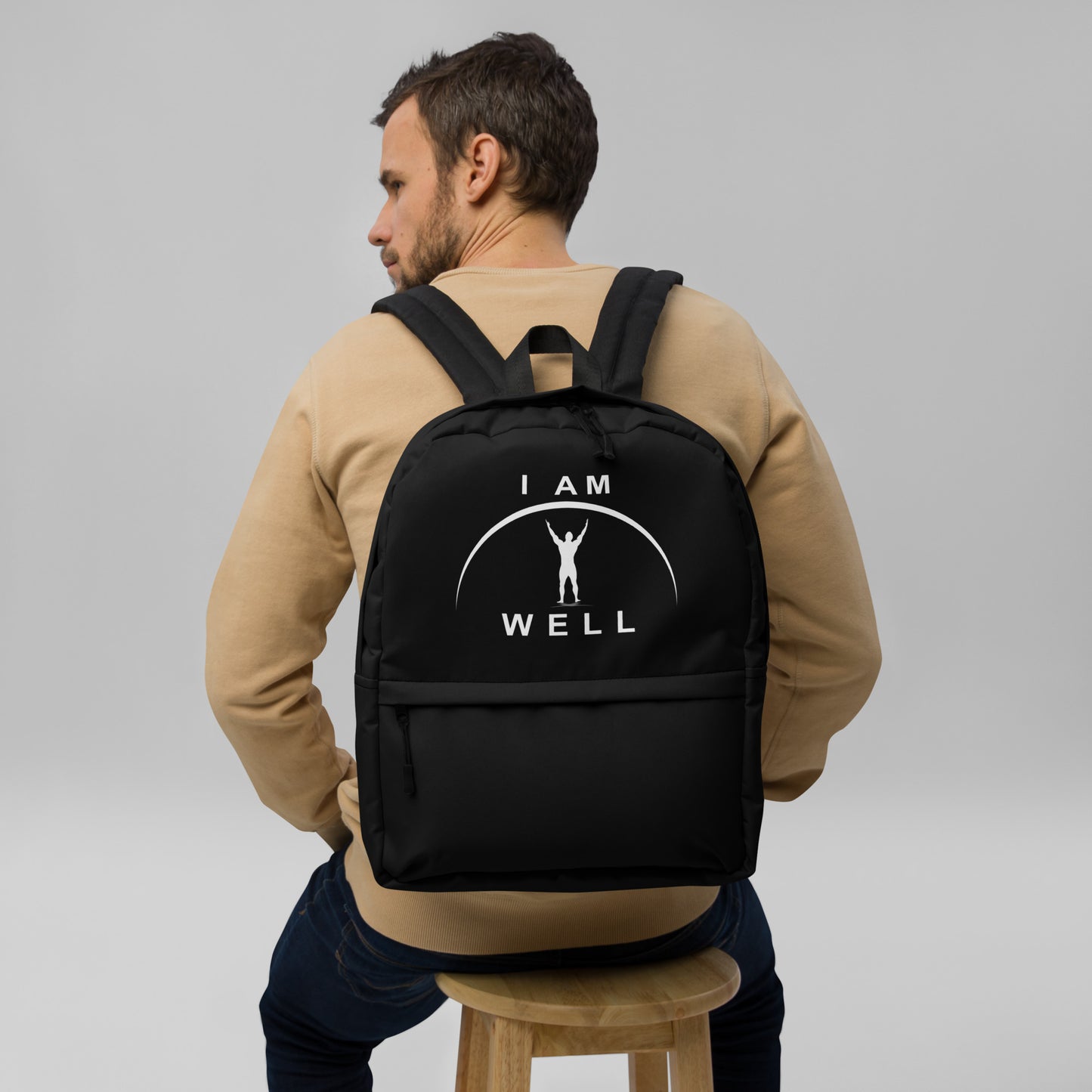 I AM WELL Men's Backpack - Black w/ White Logo