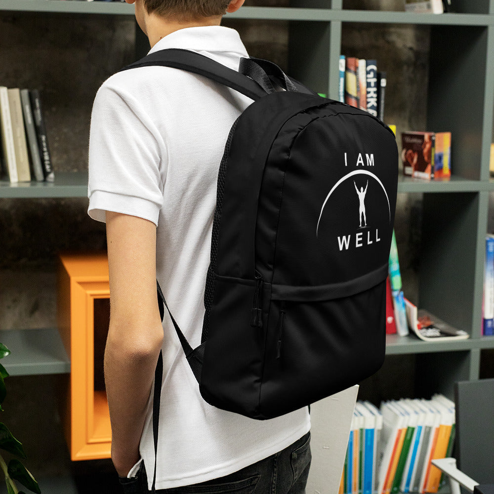 I AM WELL Men's Backpack - Black w/ White Logo