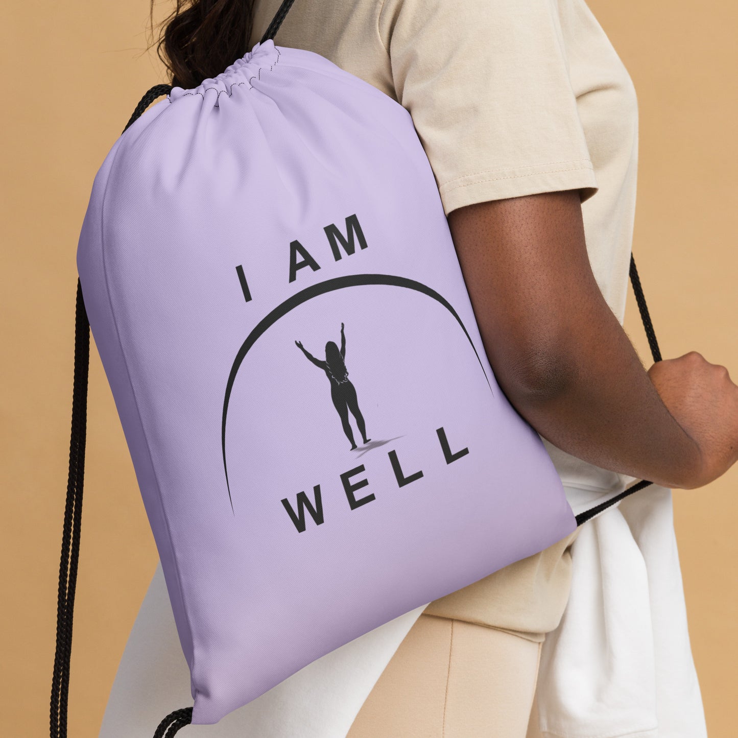 I AM WELL Women's Drawstring Bag - Purple w/ Black Logo