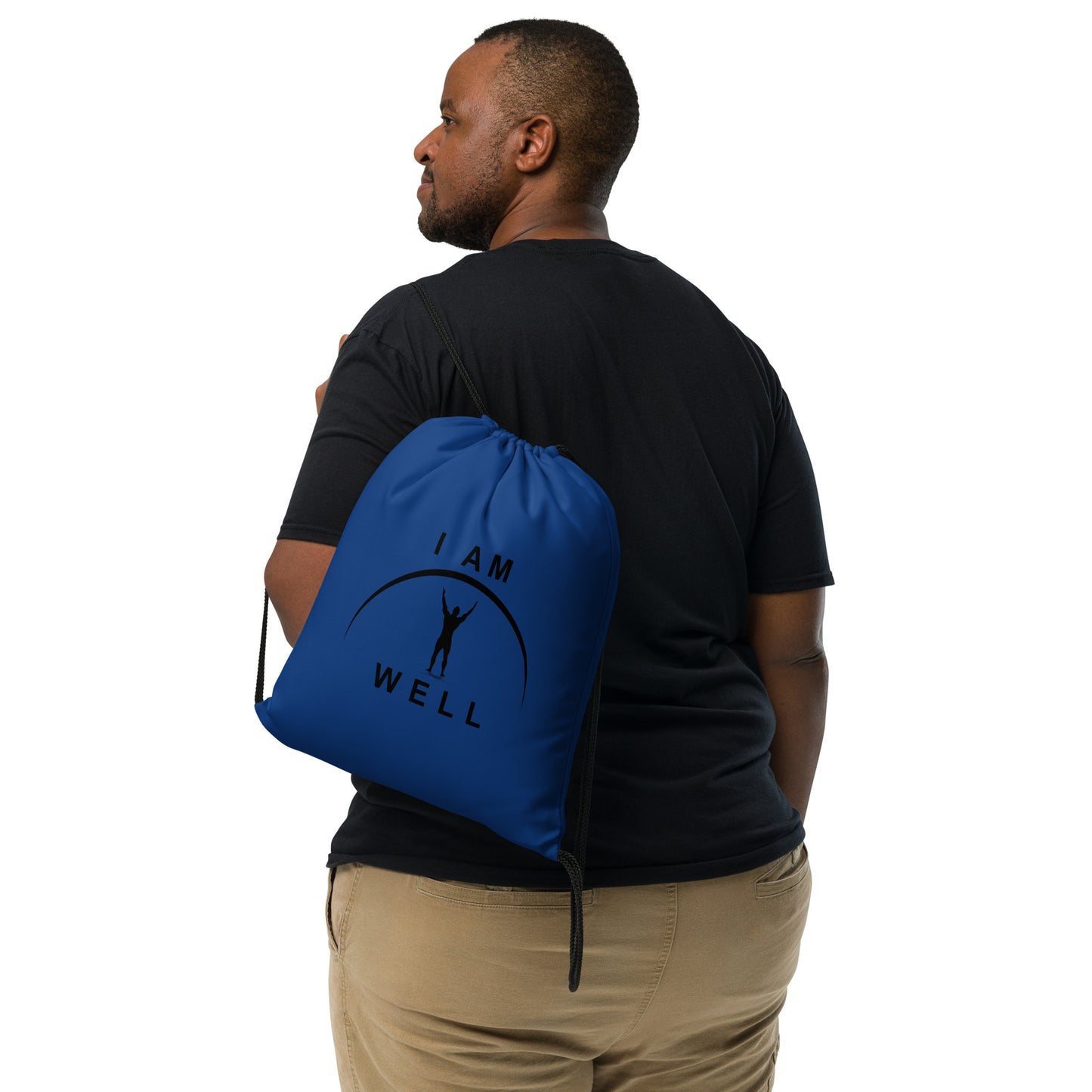 I AM WELL Men's Drawstring Bag - Blue w/ Black Logo