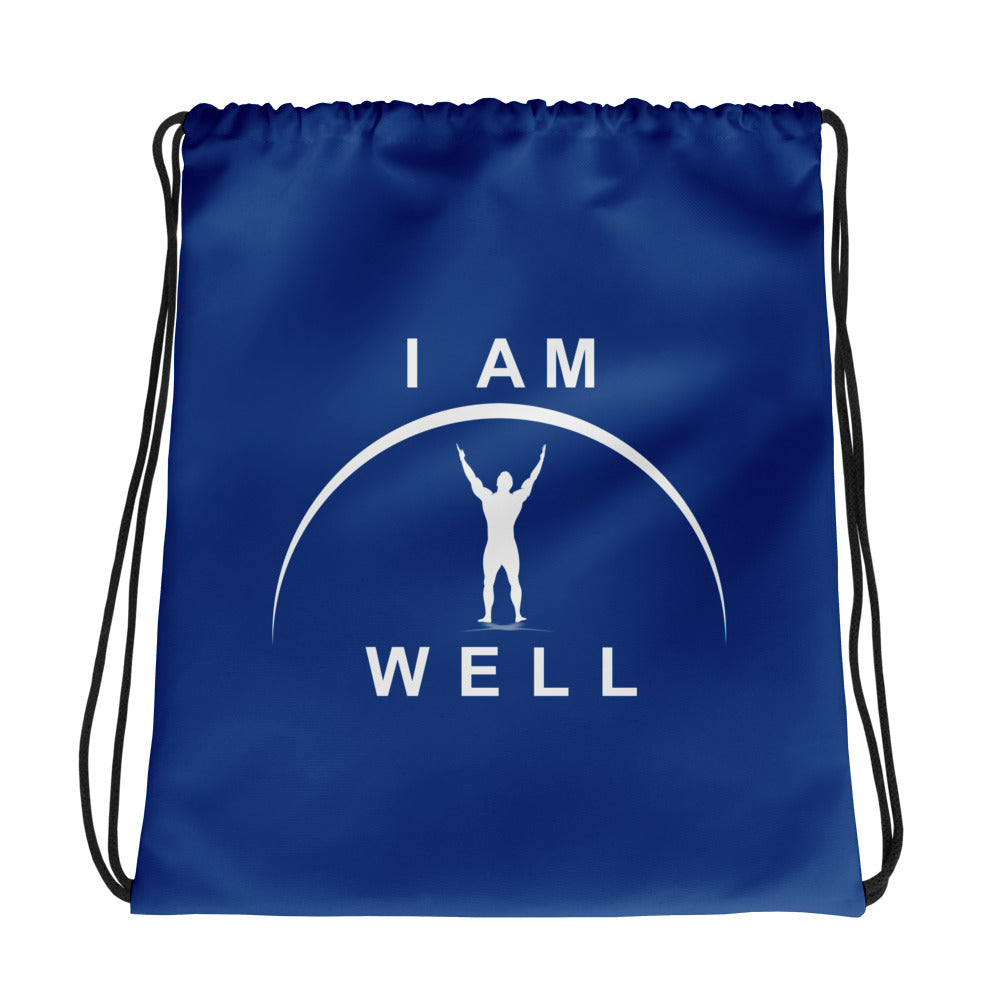 I AM WELL Men's Drawstring Bag - Blue w/ White Logo