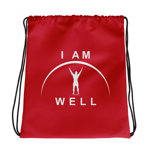 I AM WELL Men's Drawstring Bag - Red w/ White Logo