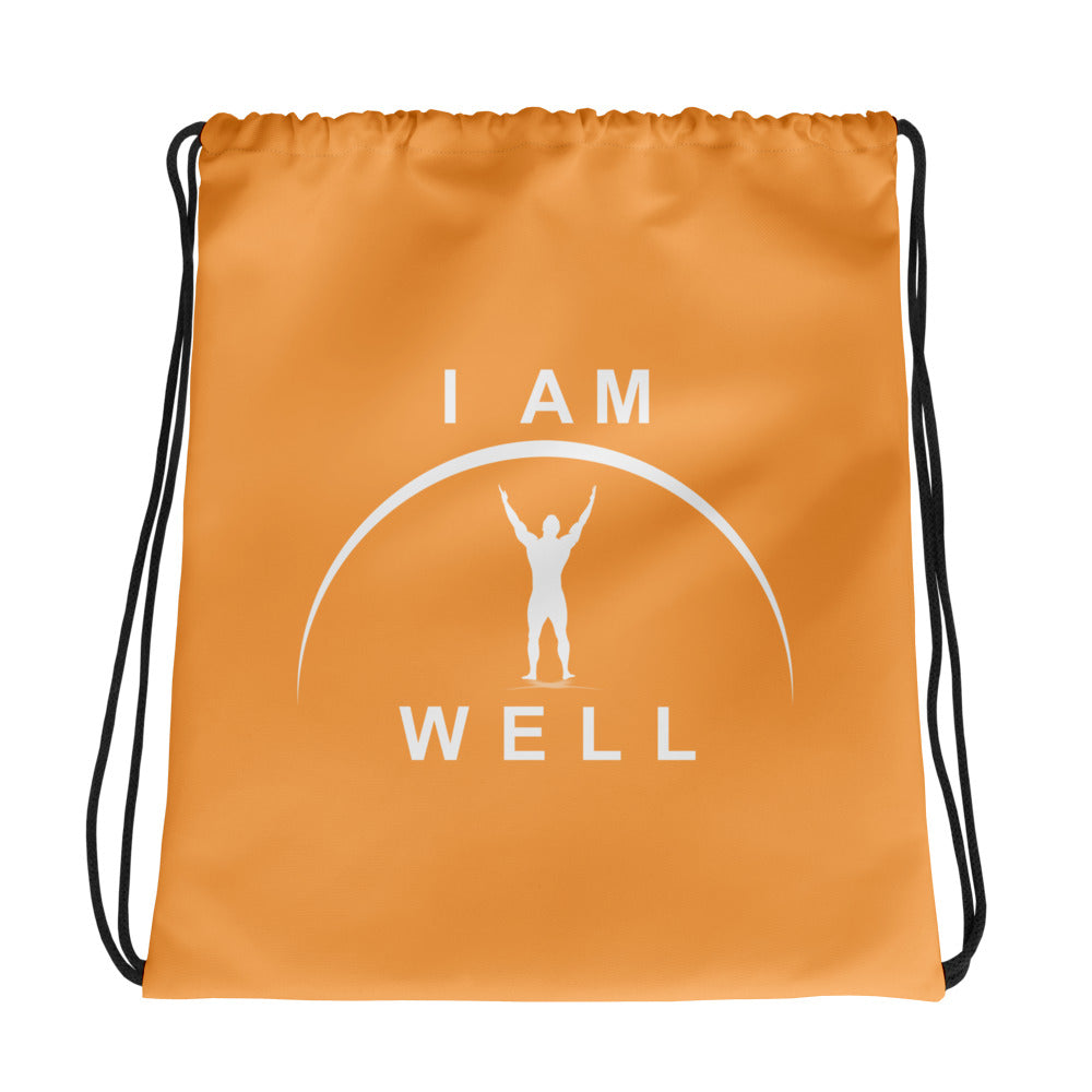 I AM WELL Men's Drawstring Bag - Orange w/ White Logo