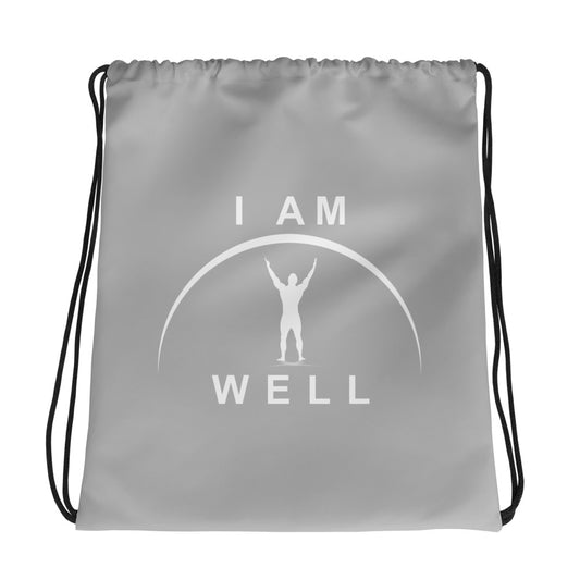 I AM WELL Men's Drawstring Bag - Silver w/ White Logo