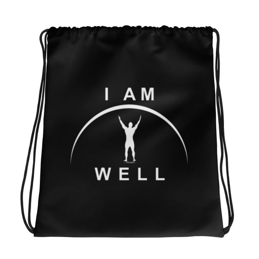 I AM WELL Men's Drawstring Bag - Black w/ White Logo