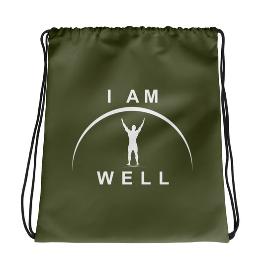 I AM WELL Men's Drawstring Bag - OD Green w/ White Logo