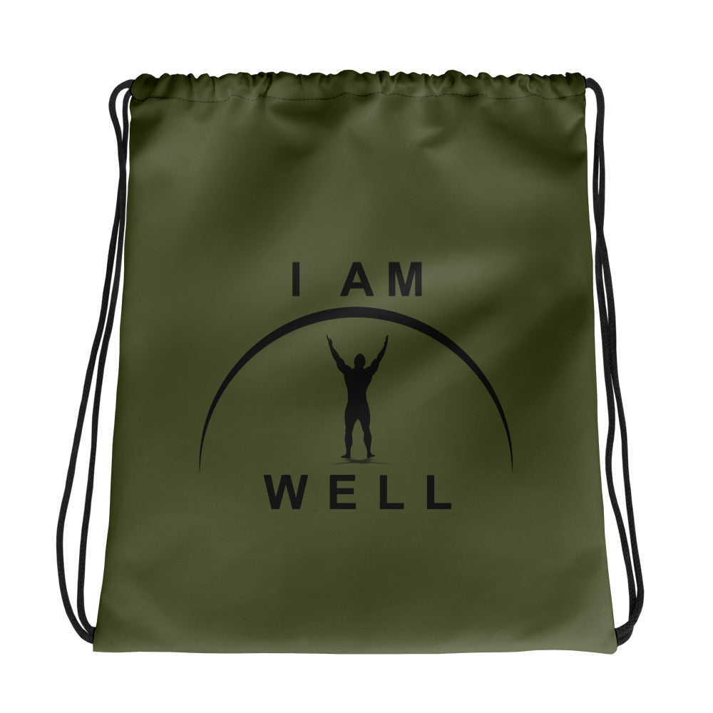 I AM WELL Men's Drawstring Bag - OD Green w/ Black Logo