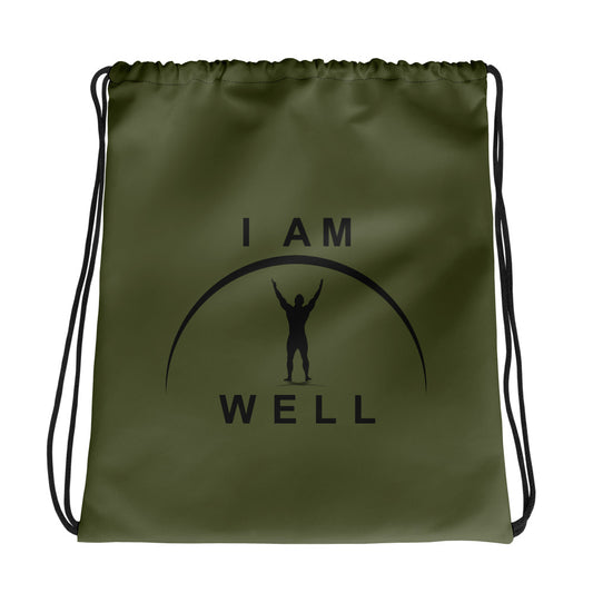 I AM WELL Men's Drawstring Bag - OD Green w/ Black Logo