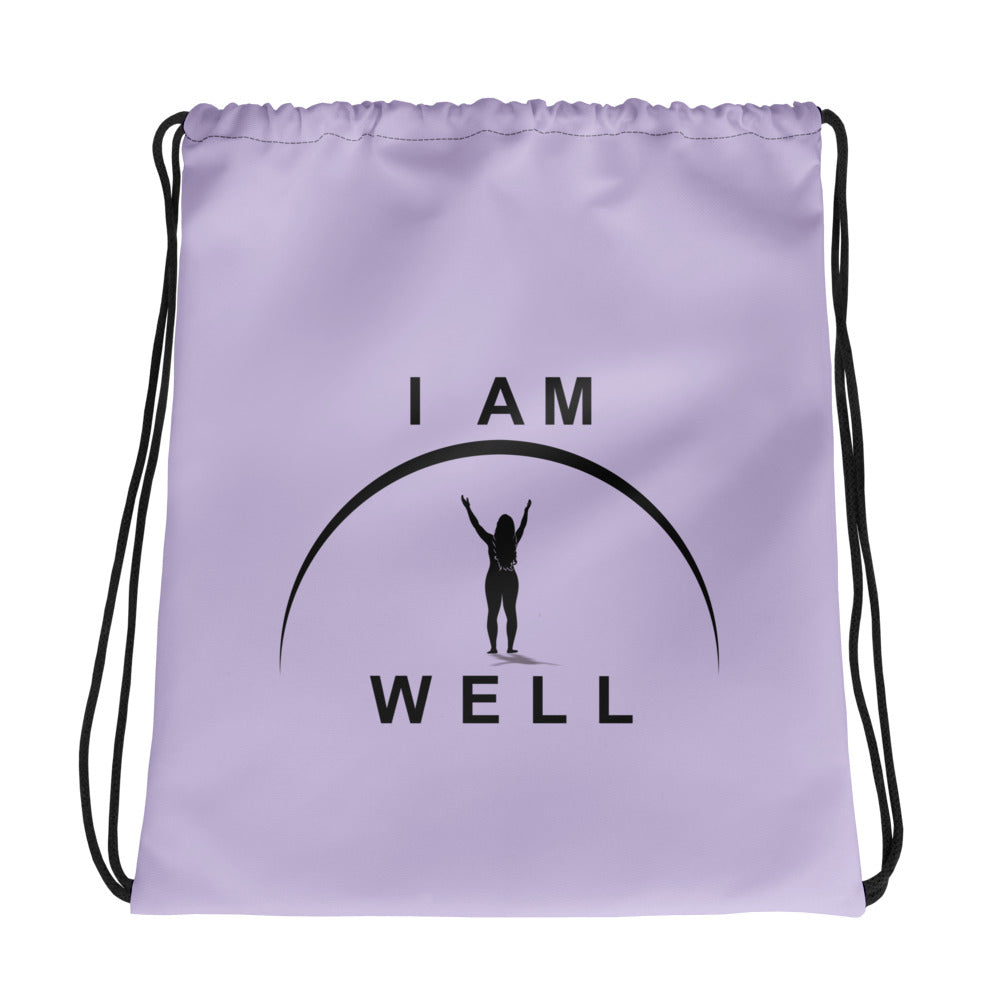 I AM WELL Women's Drawstring Bag - Purple w/ Black Logo