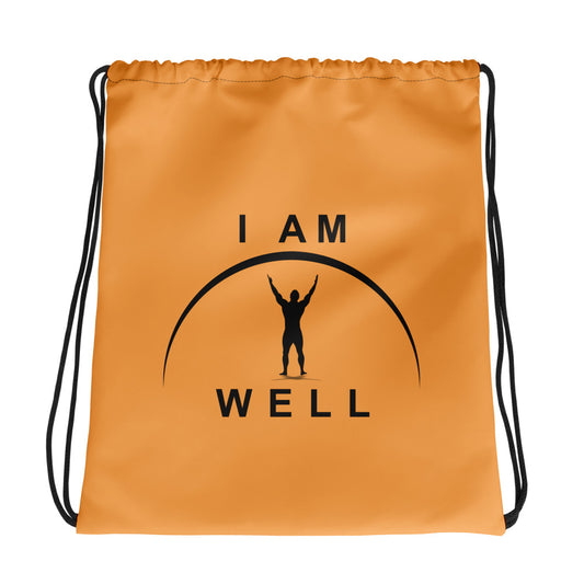 I AM WELL Men's Drawstring Bag - Orange w/ Black Logo