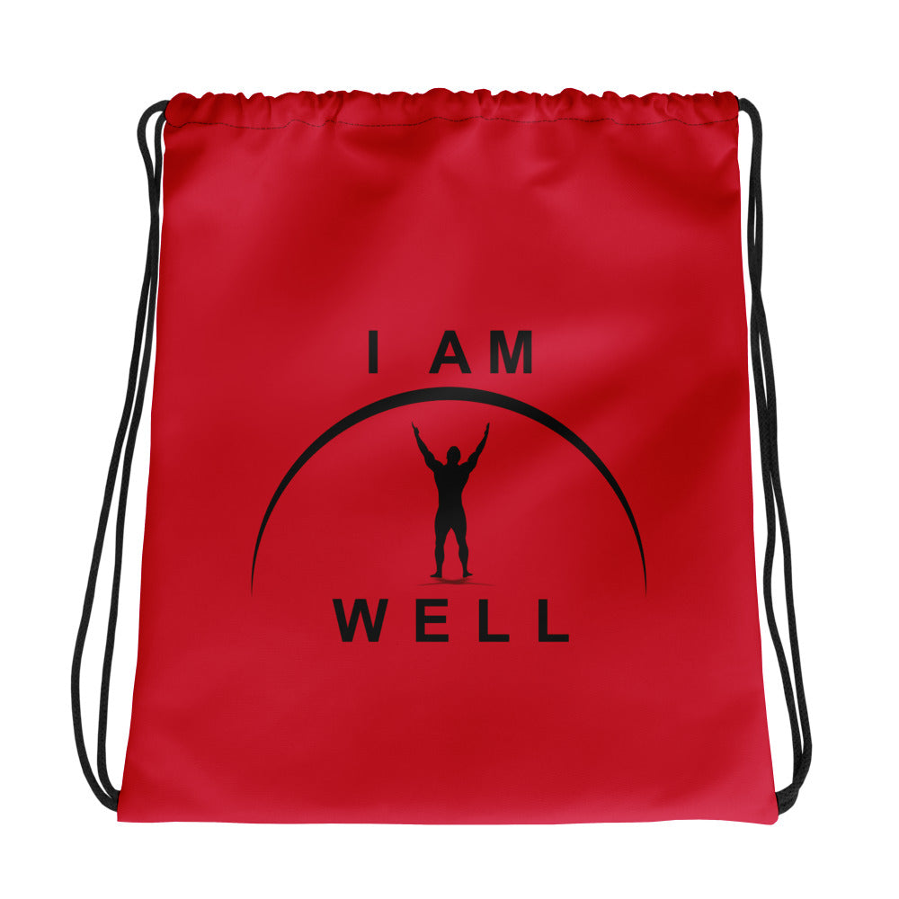 I AM WELL Men's Drawstring Bag - Red w/ Black Logo