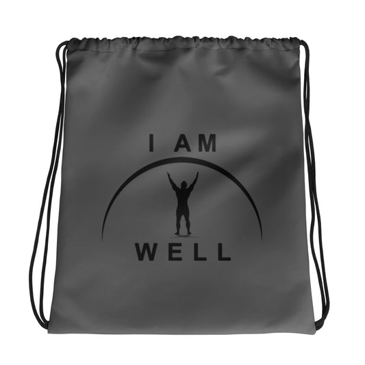 I AM WELL Men's Drawstring Bag - Dark Grey w/ Black Logo