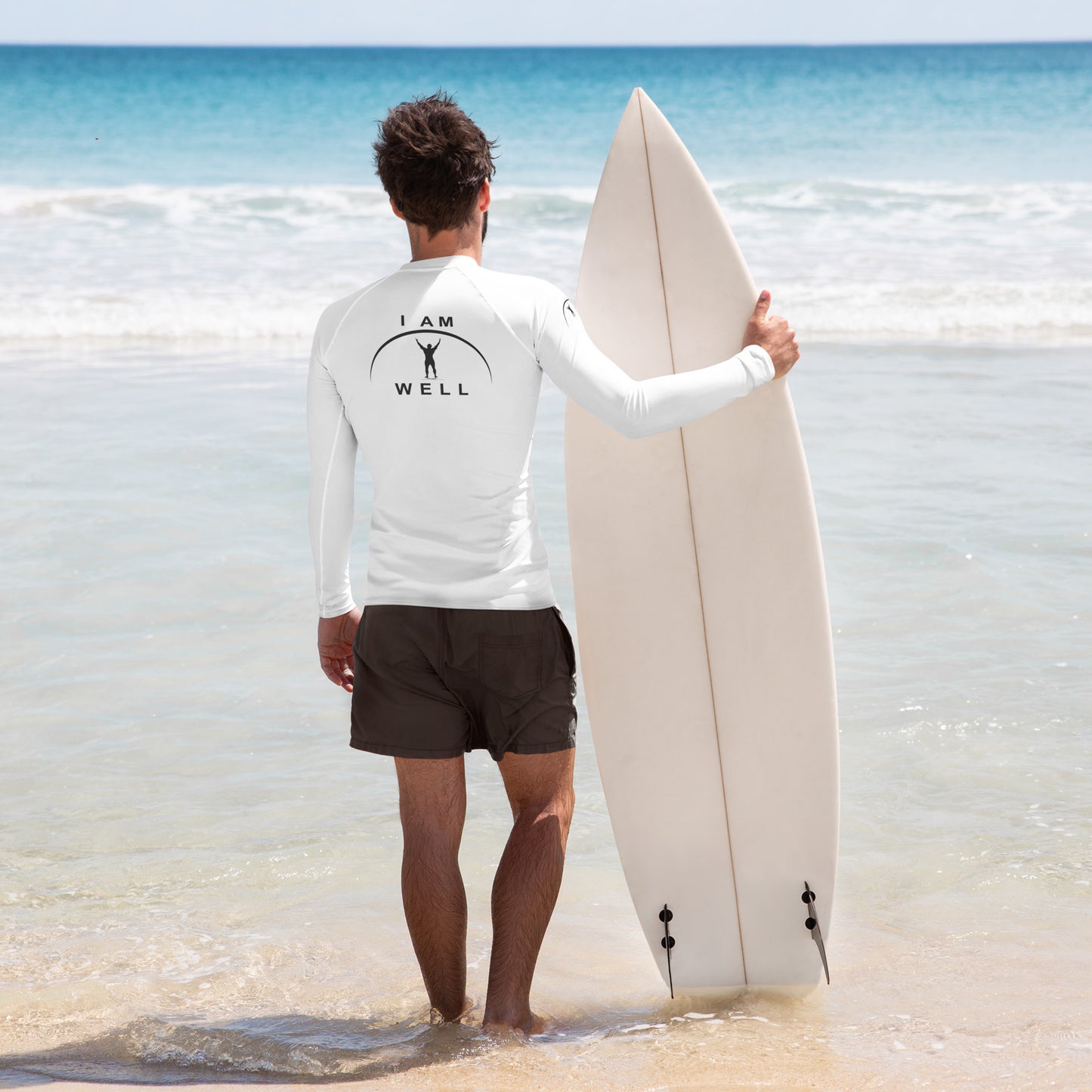 I AM WELL Men's Rash Guard - White w/ Black Logo