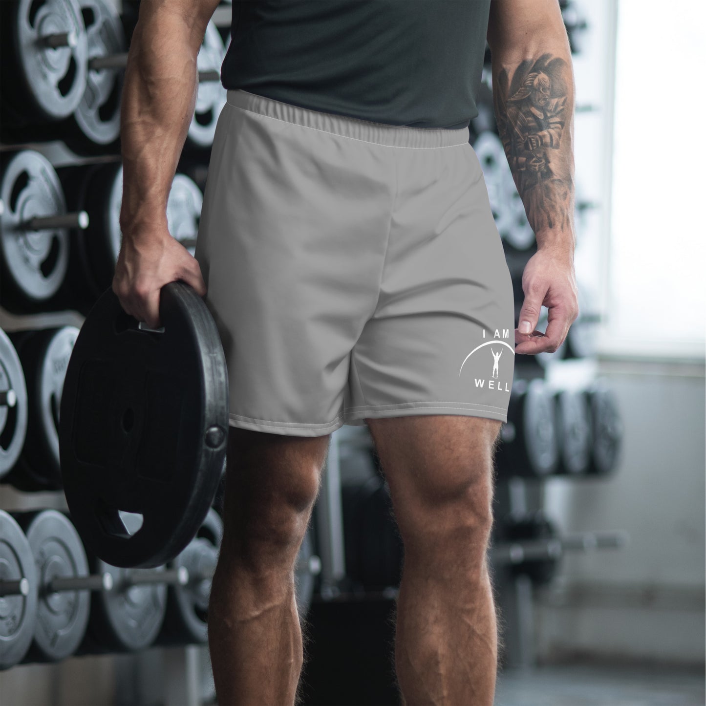 I AM WELL Men's Athletic Shorts - Grey w/ White Logo