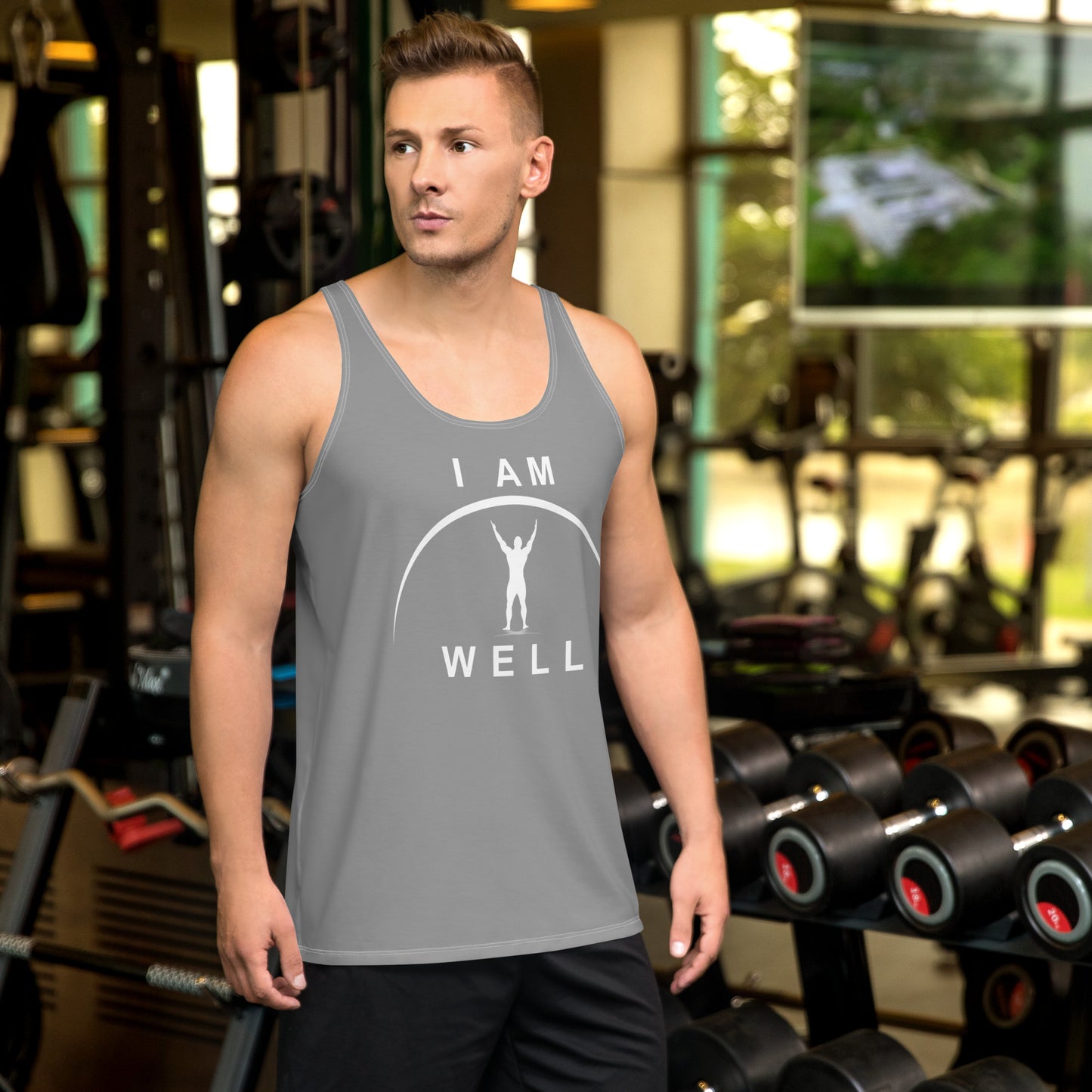 I AM WELL Men's Tank Top - Grey w/ White Logo