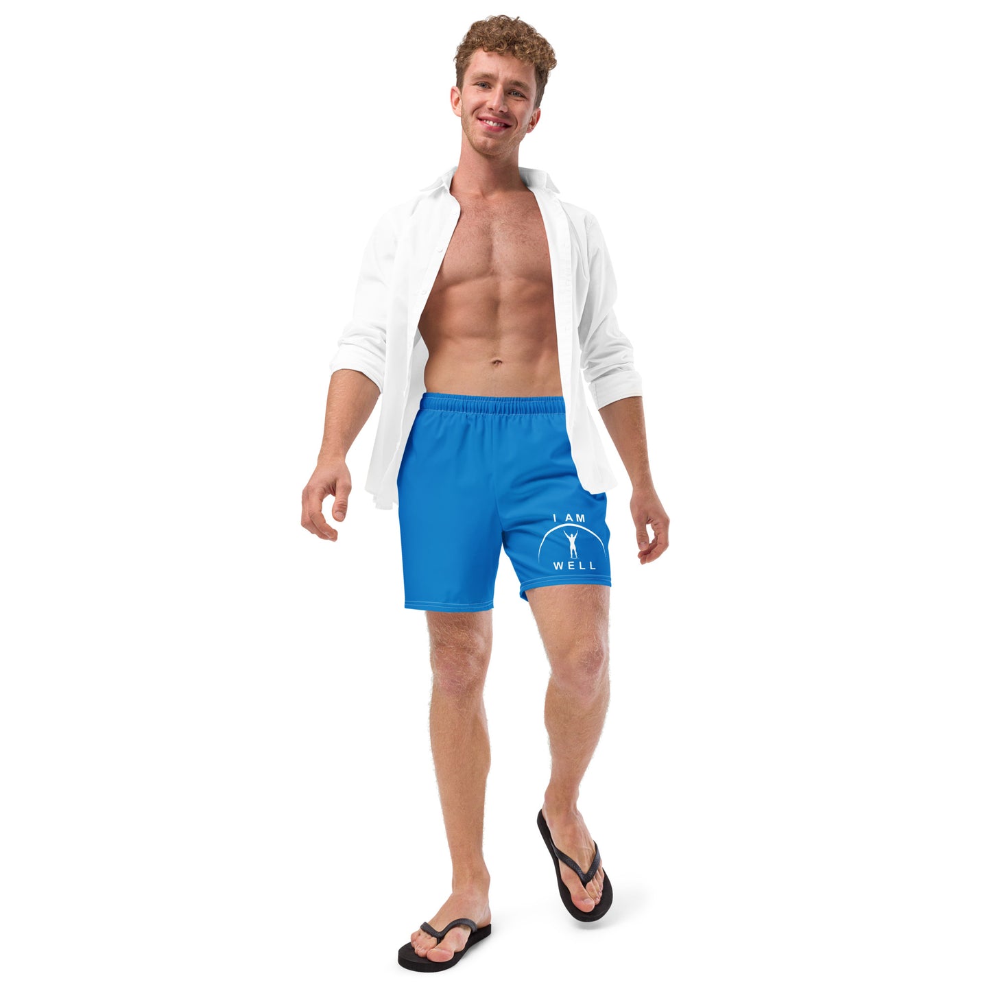 I AM WELL Men's Swim Trunks - Blue w/ White Logo