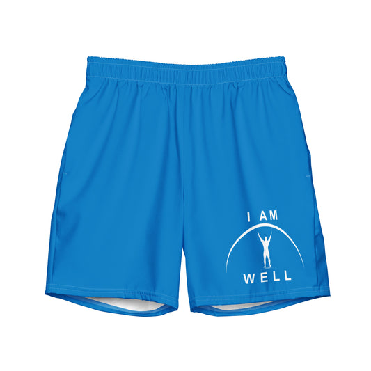 I AM WELL Men's Swim Trunks - Blue w/ White Logo