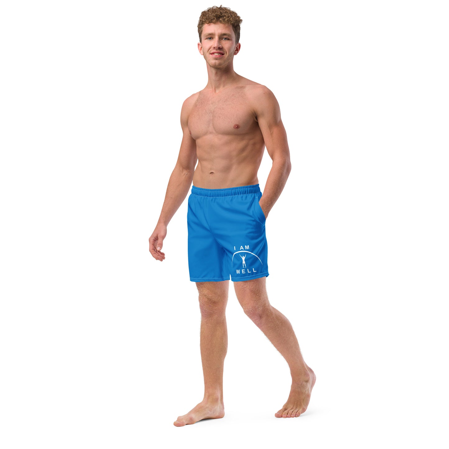 I AM WELL Men's Swim Trunks - Blue w/ White Logo