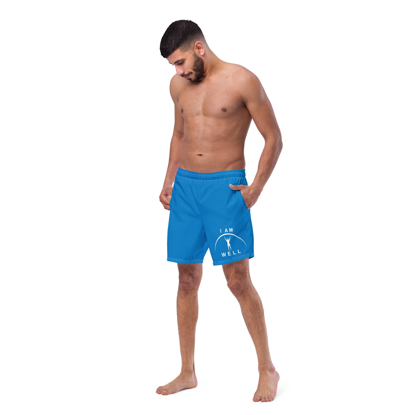 I AM WELL Men's Swim Trunks - Blue w/ White Logo