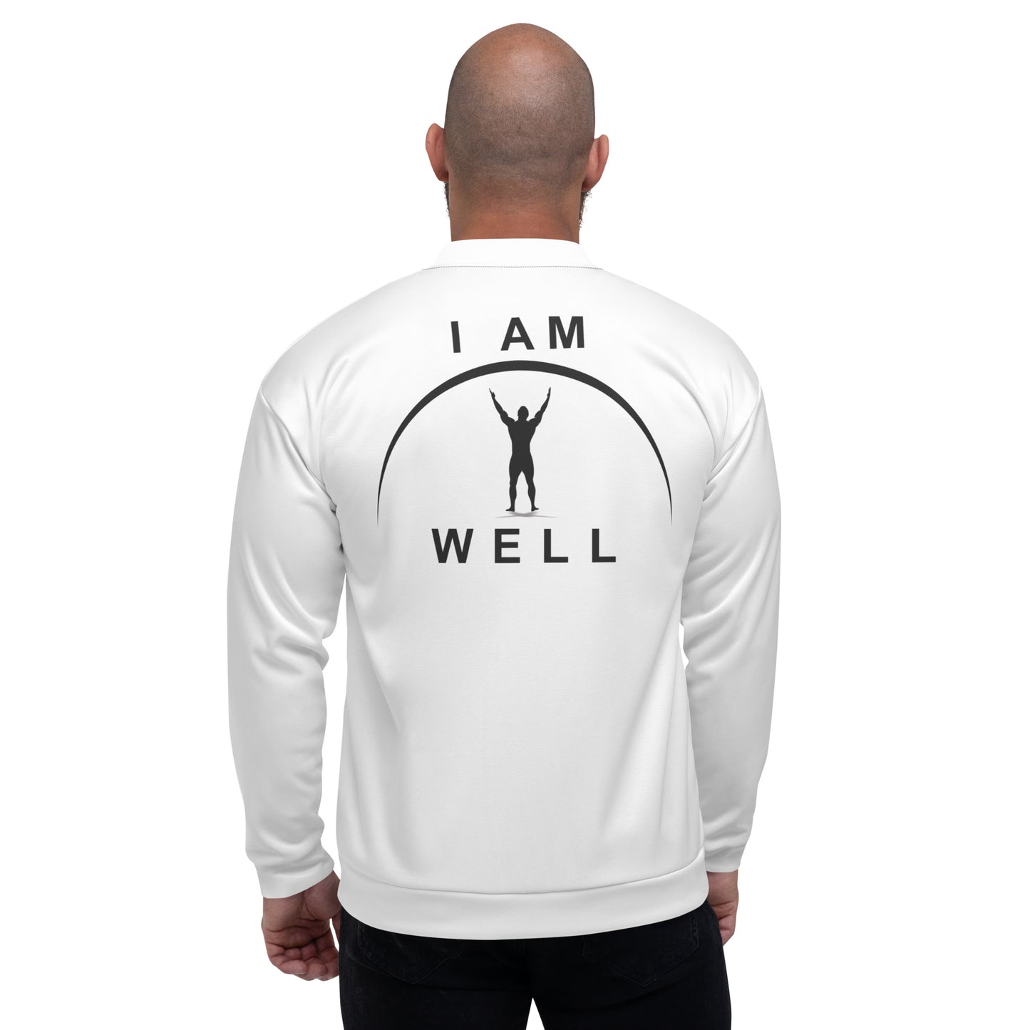 I AM WELL Men's Bomber Jacket - White w/ Black Logo