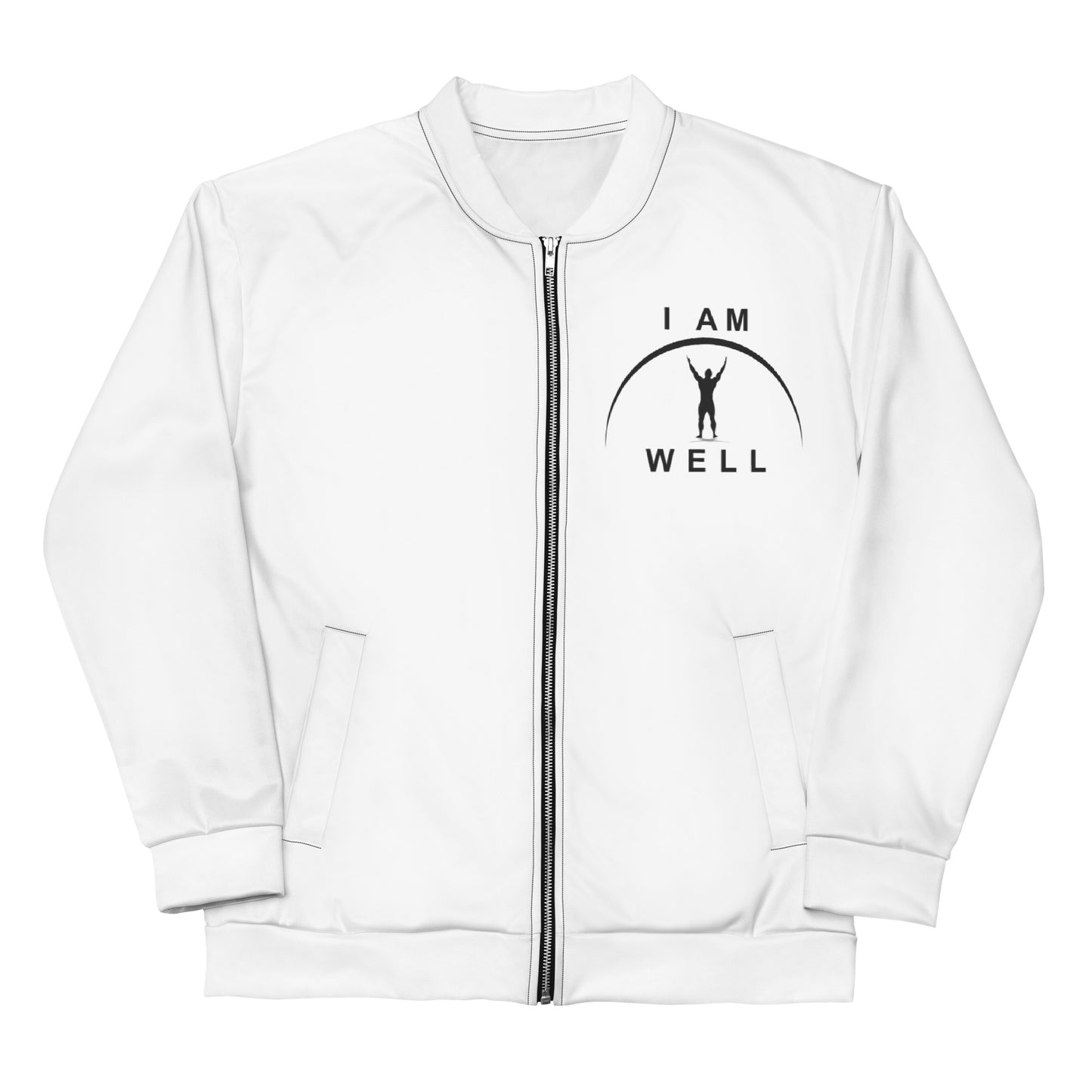 I AM WELL Men's Bomber Jacket - White w/ Black Logo