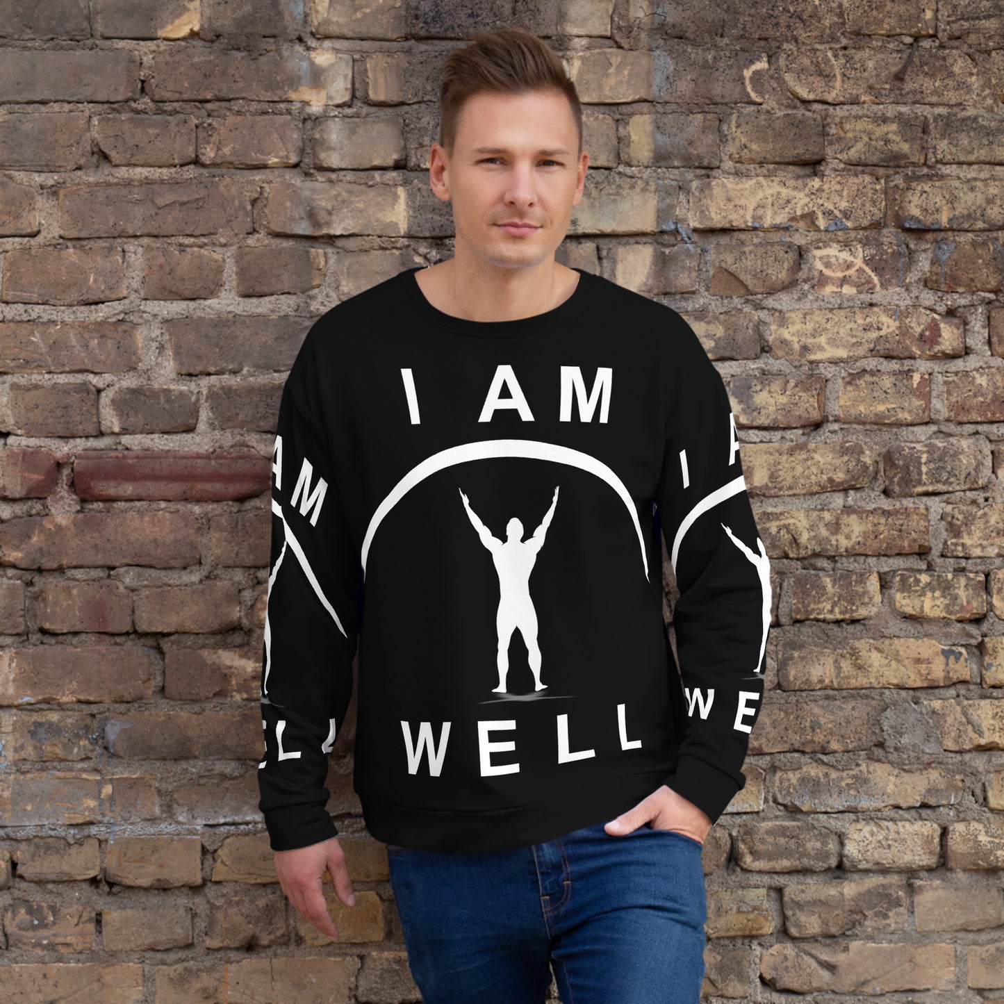 I AM WELL Men's Big Logo Sweatshirt - White w/ Black Logo