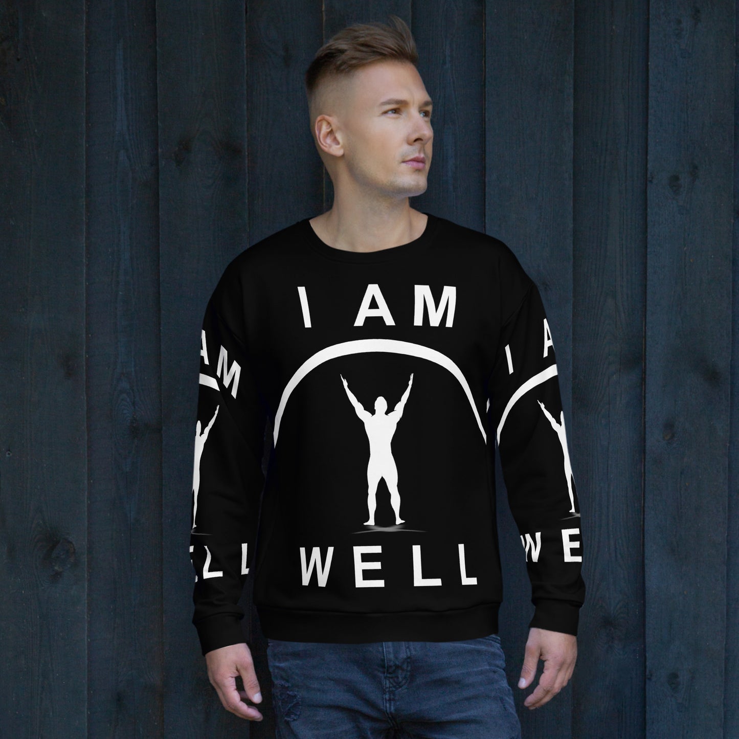 I AM WELL Men's Big Logo Sweatshirt - White w/ Black Logo