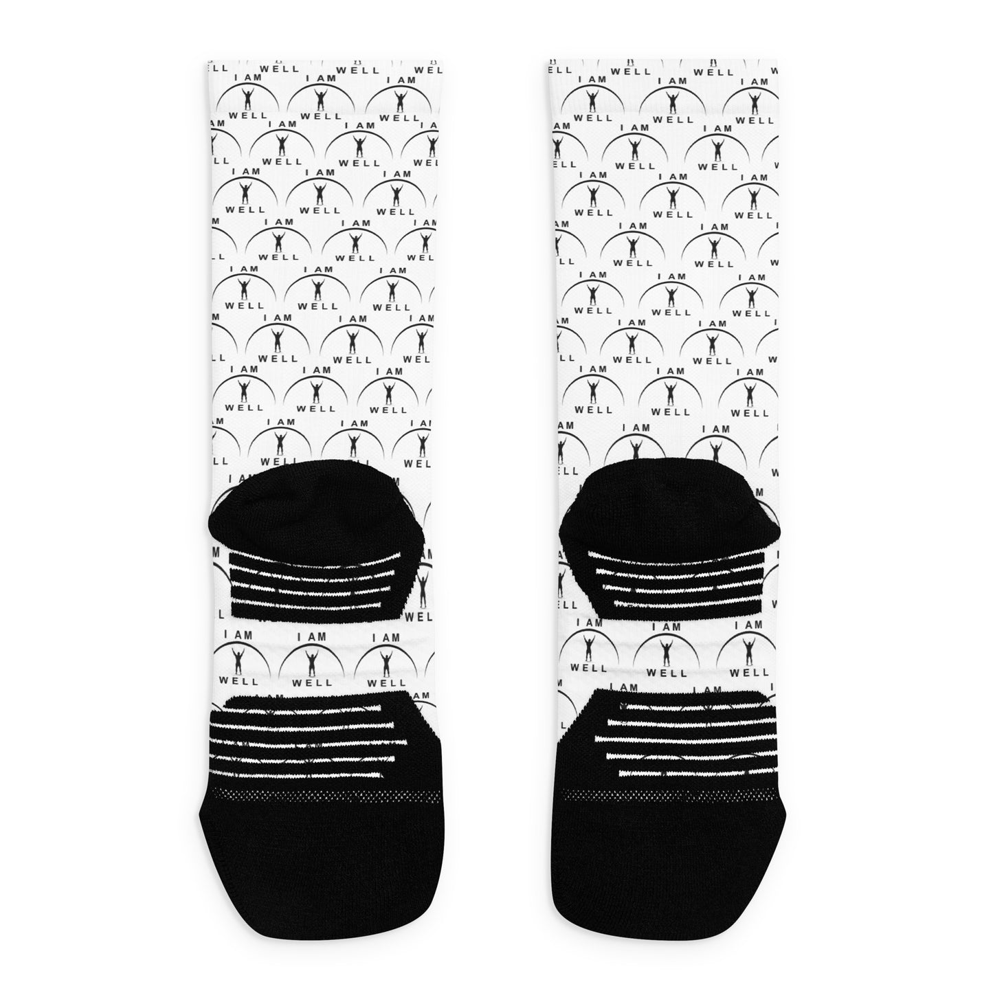 I AM WELL Men's Athletic Crew Socks - White w/ Black Logo Tile