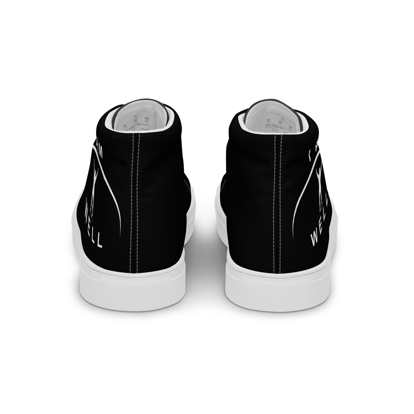 I AM WELL Men’s High Top Canvas Shoes - White and Black w/ White Logo