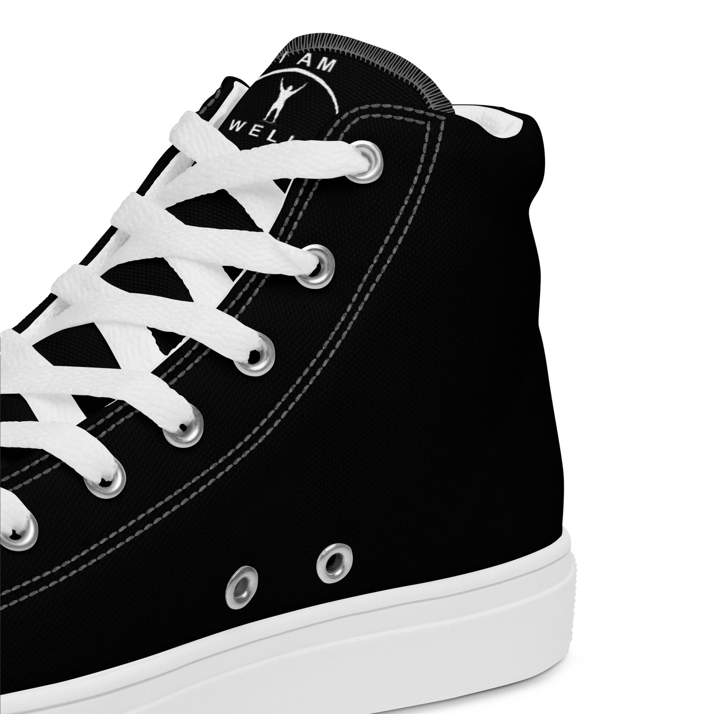 I AM WELL Men’s High Top Canvas Shoes - White and Black w/ White Logo