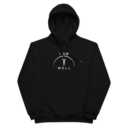 I AM WELL Men's Premium Eco Hoodie - Black w/ White Embroidered Logo