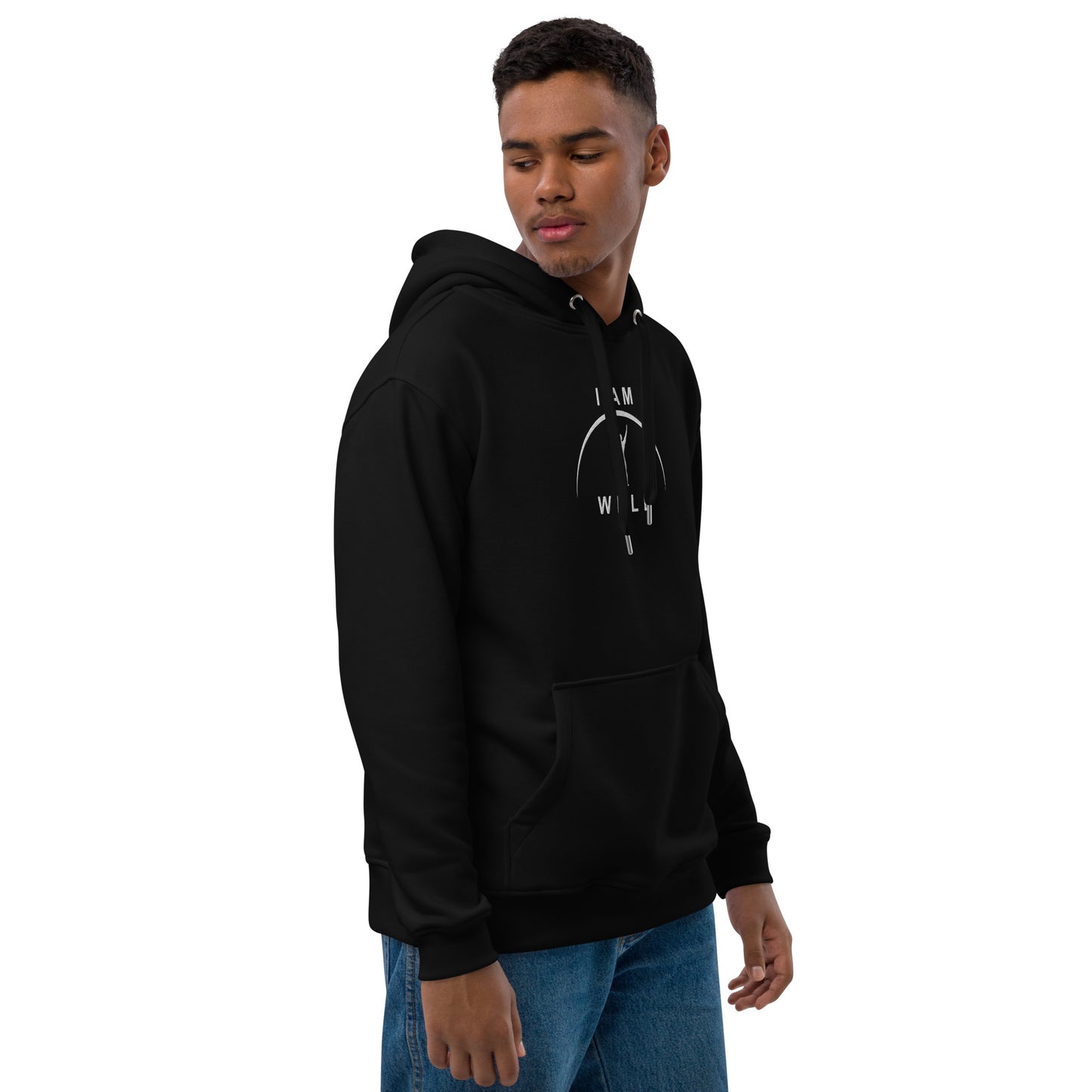 I AM WELL Men's Premium Eco Hoodie - Black w/ White Embroidered Logo