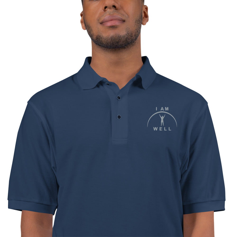 I AM WELL Men's Polos Grey Embroidered Logo (multiple color options)