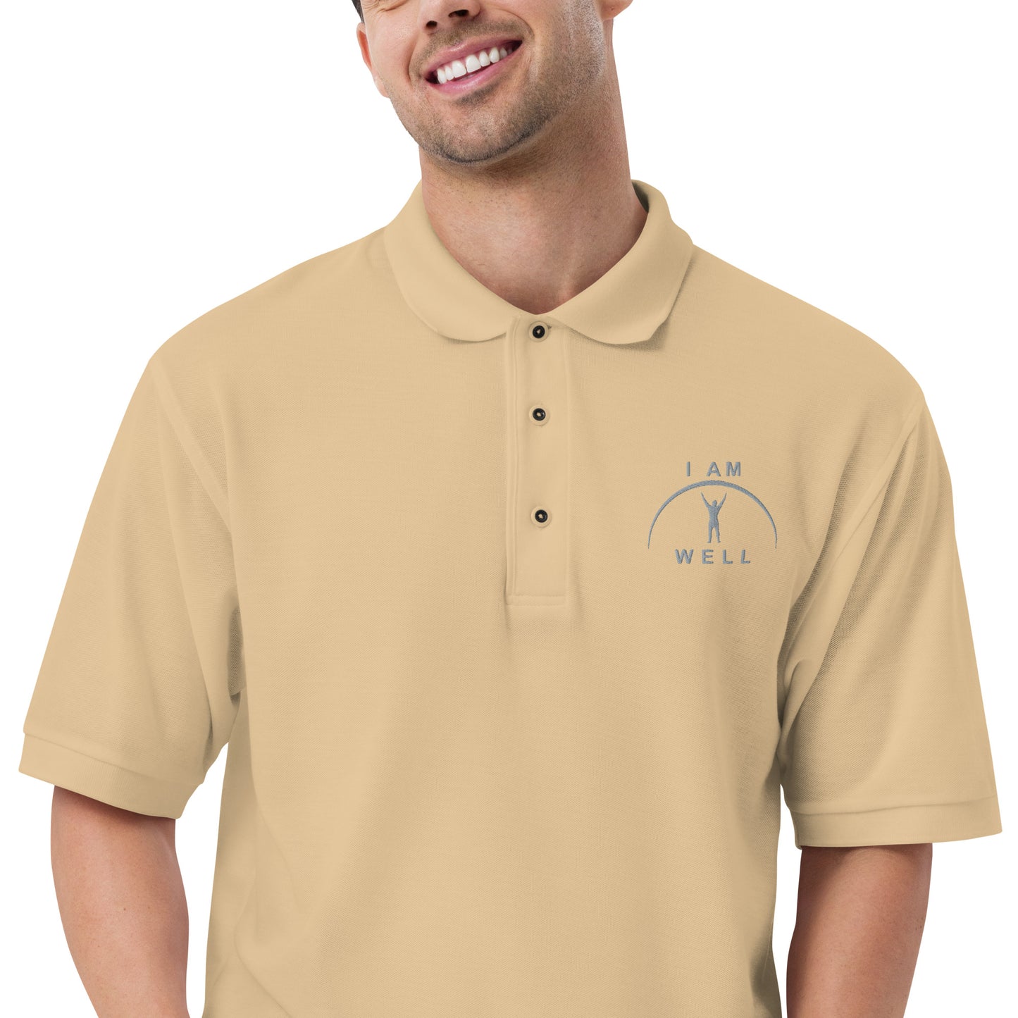 I AM WELL Men's Polos Grey Embroidered Logo (multiple color options)