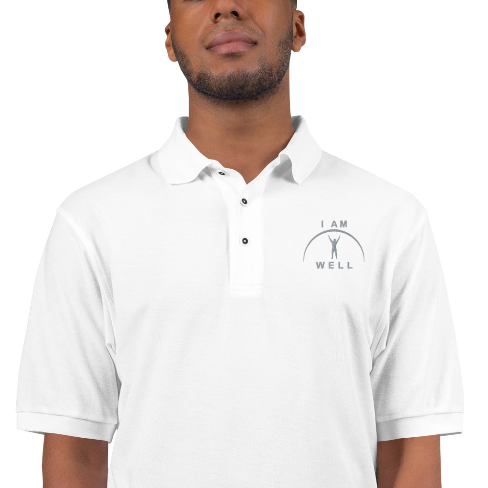 I AM WELL Men's Polos Grey Embroidered Logo (multiple color options)