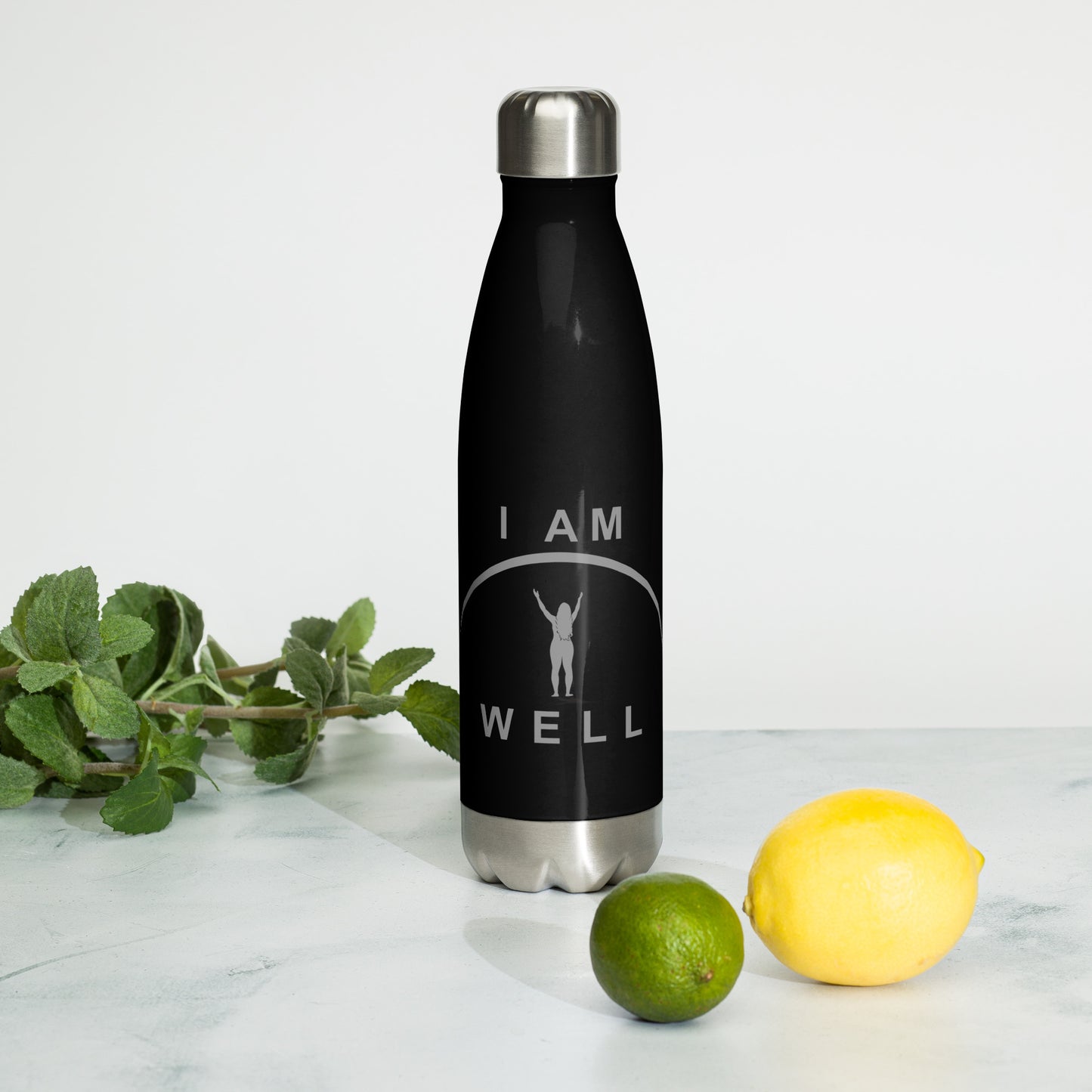 I AM WELL Women's Stainless Steel Water Bottle w/ Grey Logo (multiple color options)