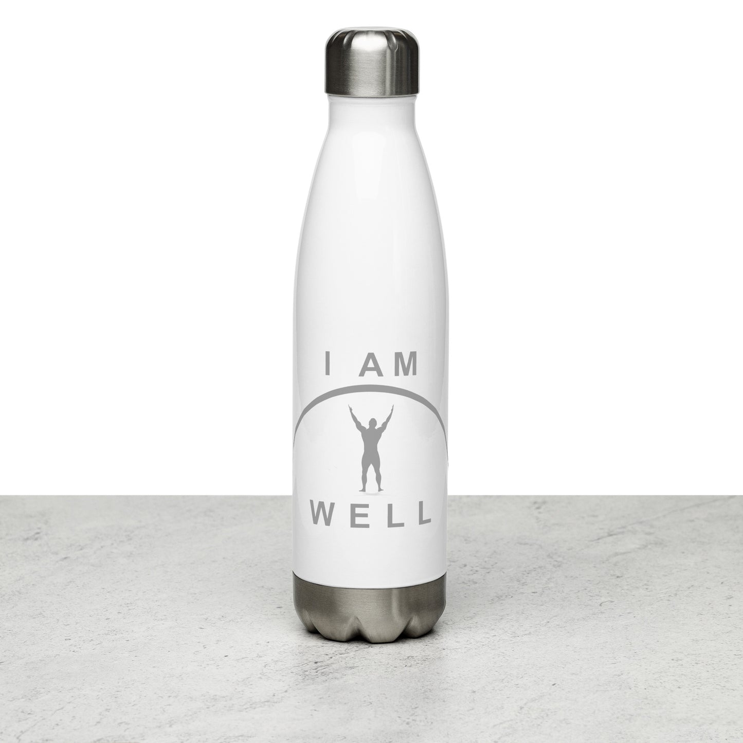 I AM WELL Men's Stainless Steel Water Bottle w/ Grey Logo (multiple color options)