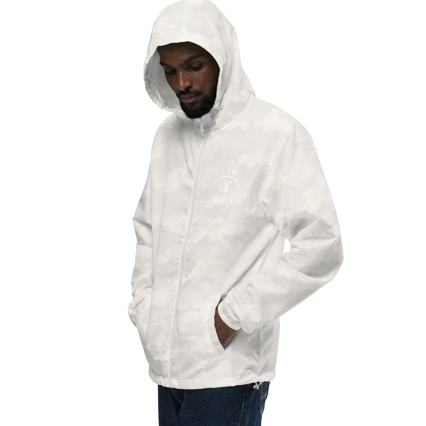 I AM WELL Men's Lightweight Zip Up Windbreaker - White Logo (multiple color options)